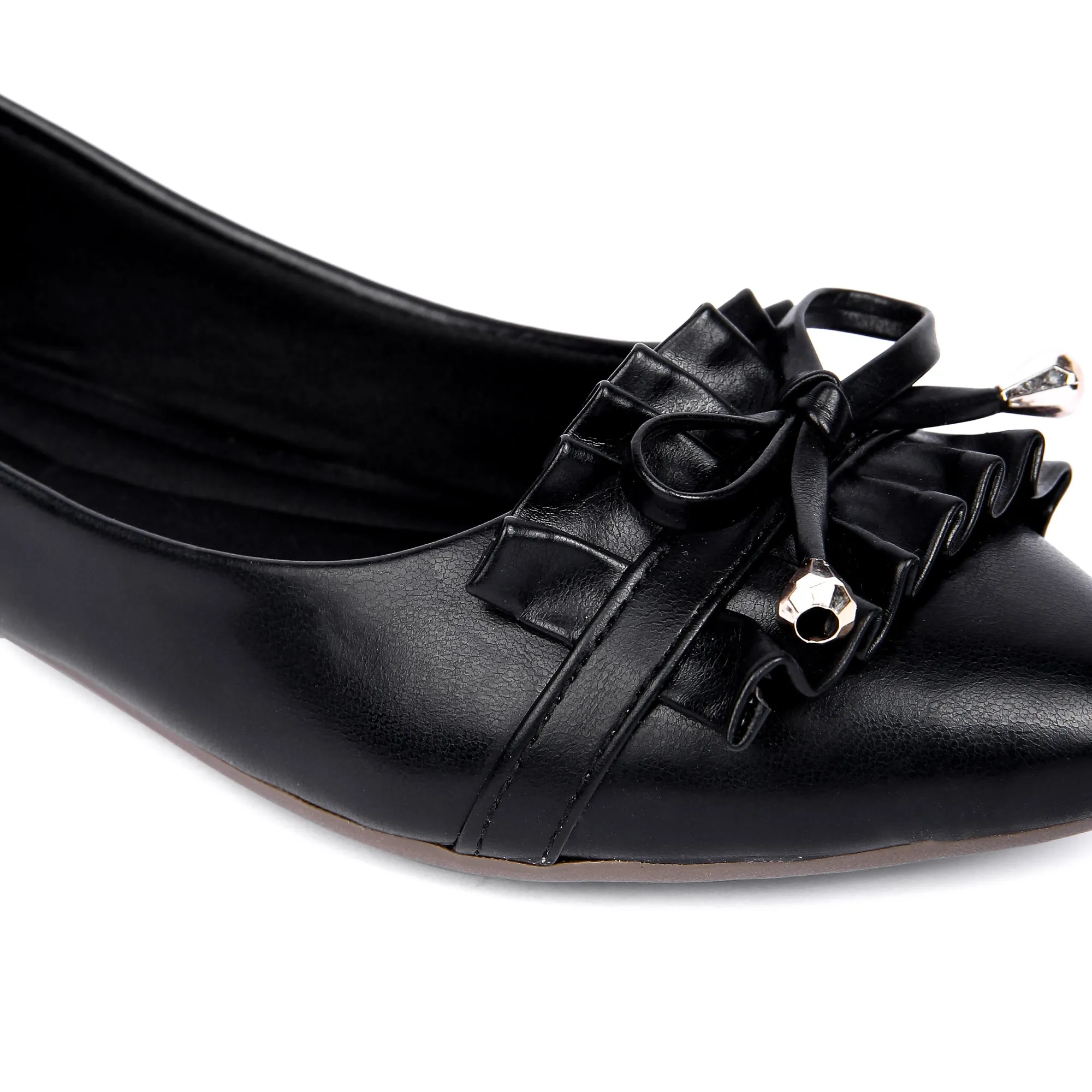 Brauch Black Frill Bow Ballarines