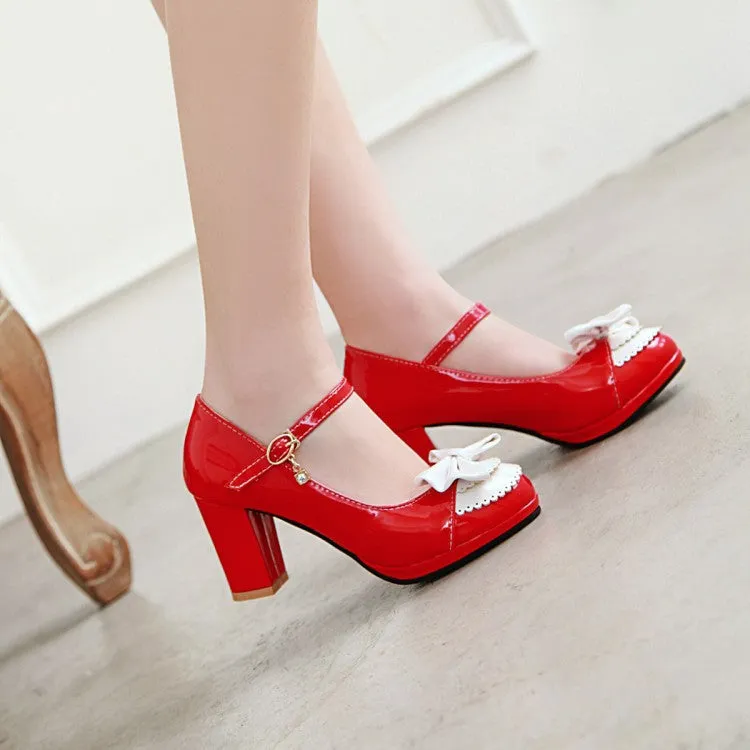 Fashion Women's Shoes High Heels Light Mouth Thick Heel Bow Sweet High Heels