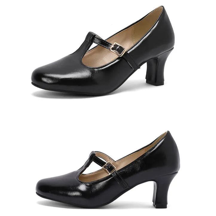 Retro Simple High Heels Buckle Elegant Women's Shoes
