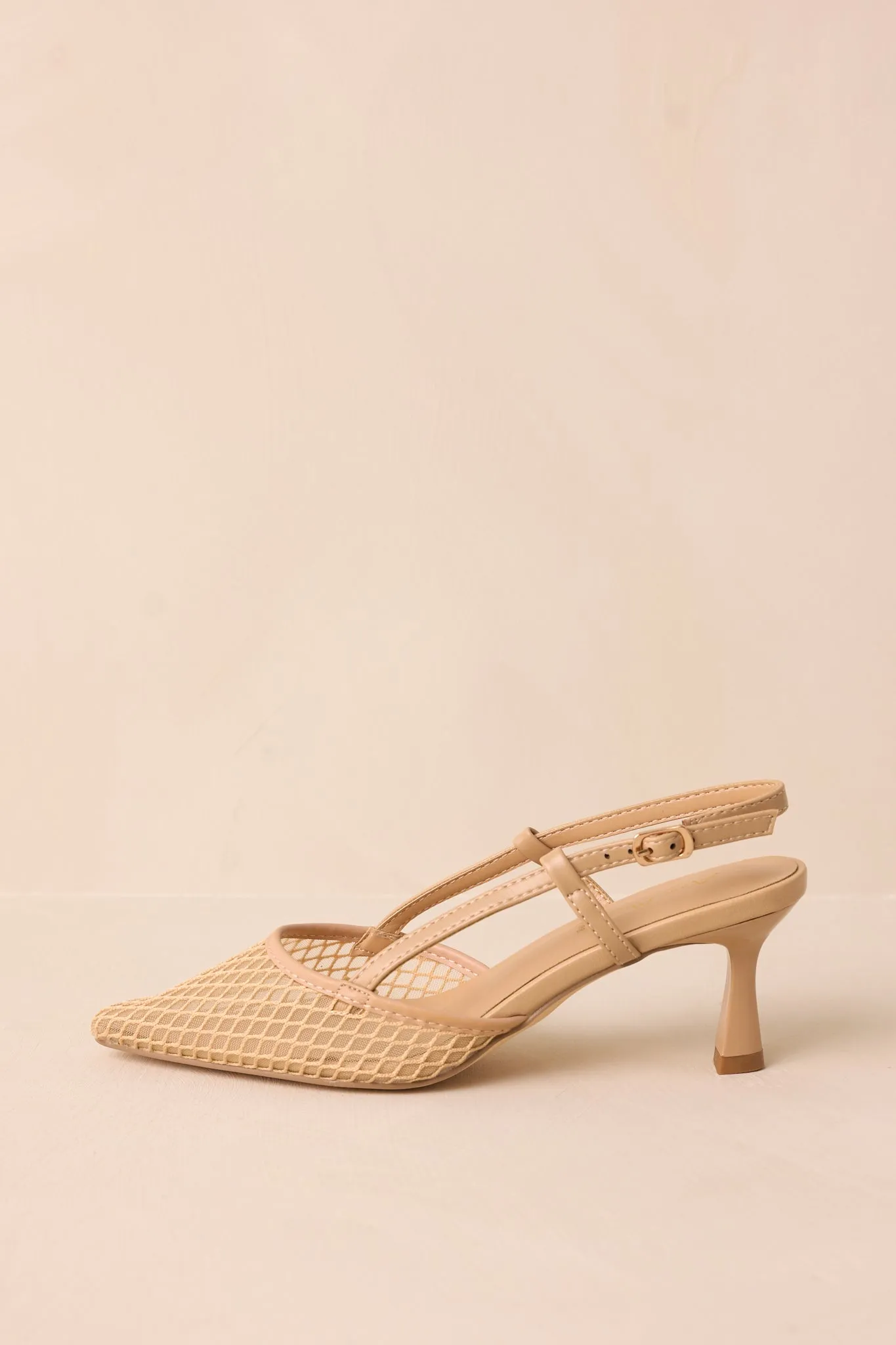 Willow’s Secret Beige Mesh Slingback Kitten Heels